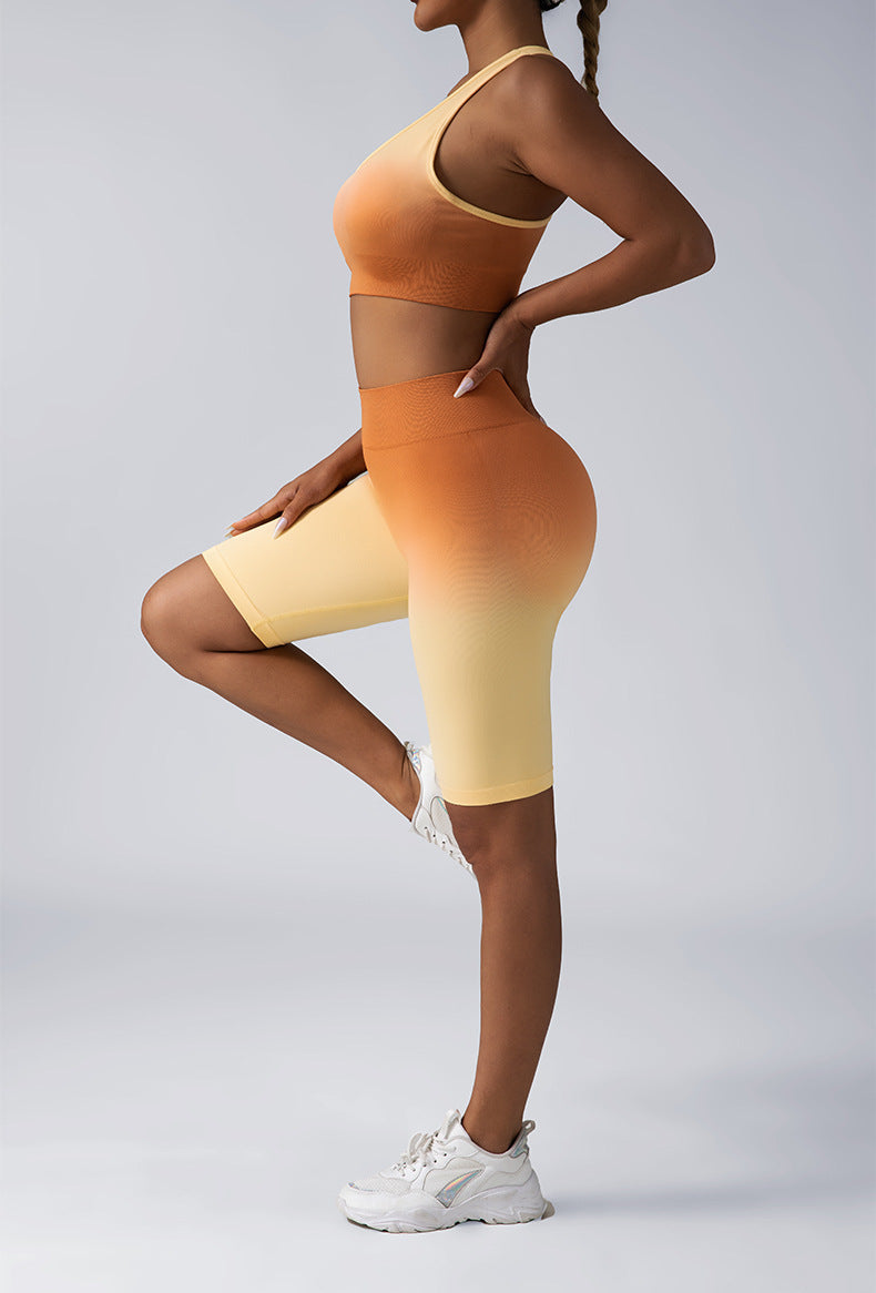 Hidden Scrunch Biker Shorts & Shirt Set – Seamless Tummy Control Workout Outfit for Women