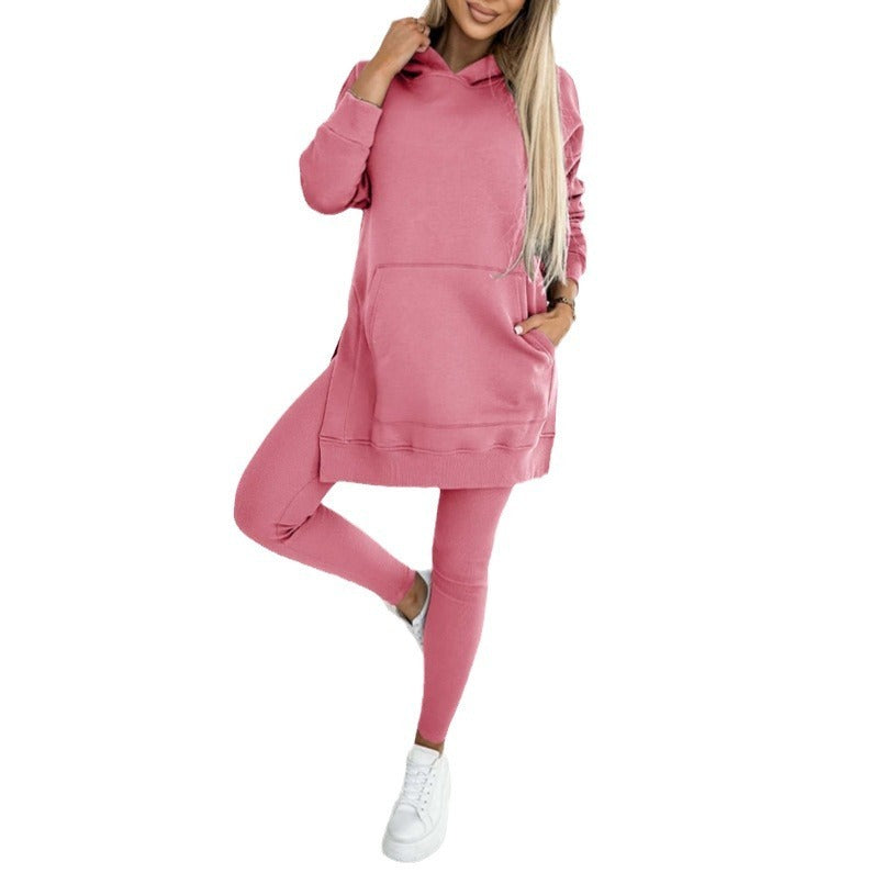 Winter Ready Casual Hooded Sweater Thickened Underwear Leggings Two-piece Suit