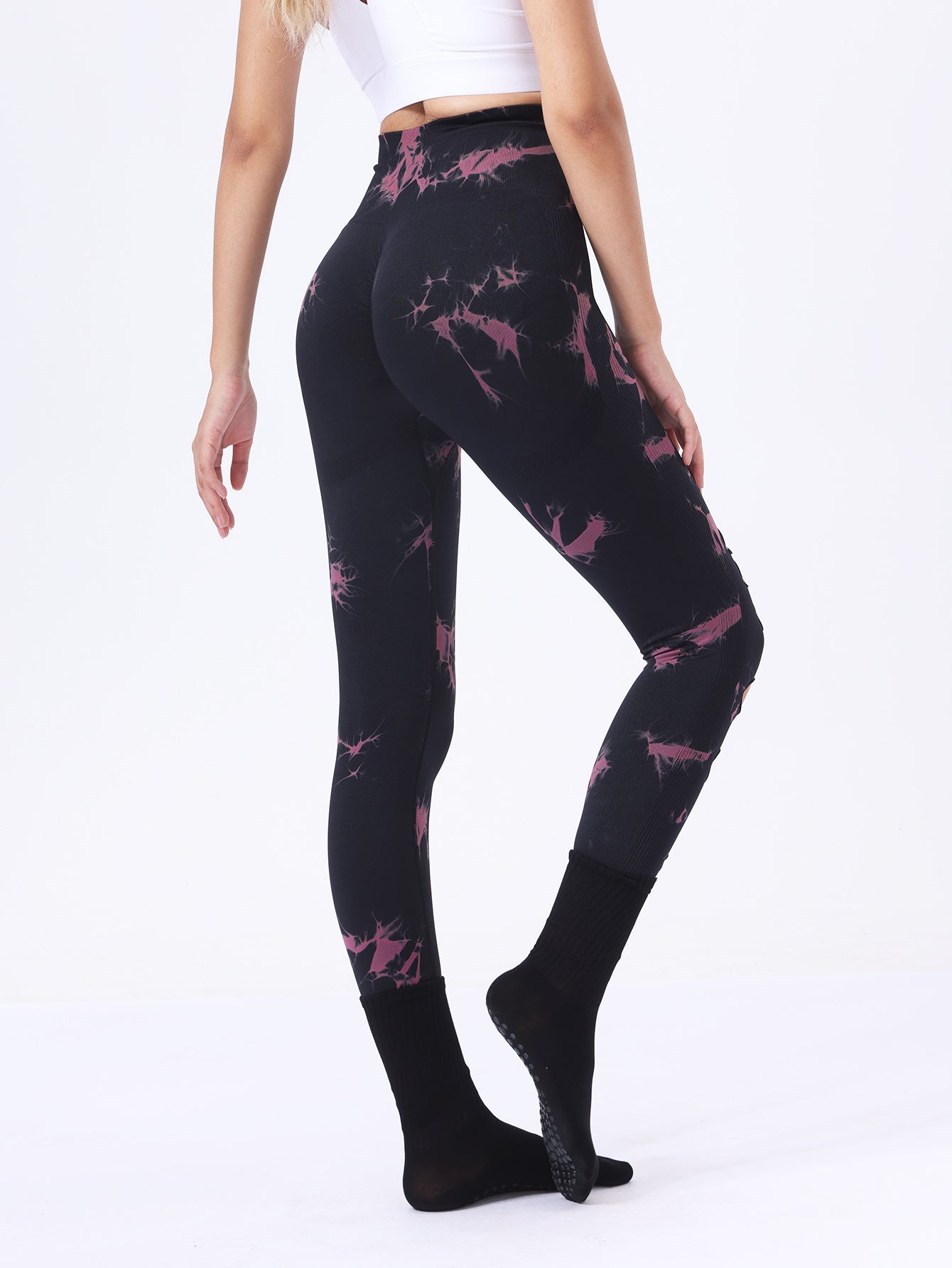 Tie Dye Running Butt Lift Leggings for Women – High Waist Push-Up Yoga Pants Gym Athletic, Hollow Out Tummy Control Sports Leggings