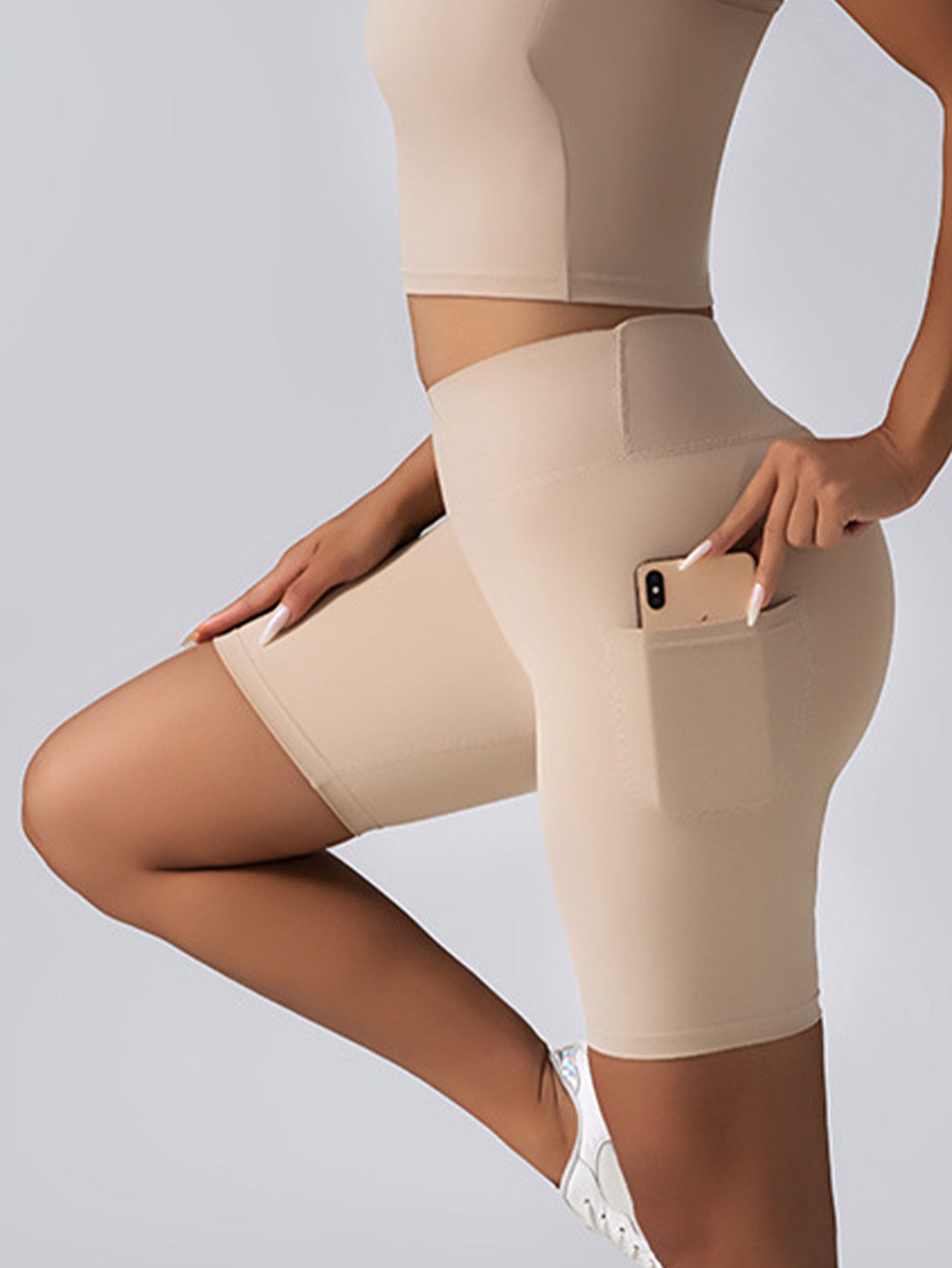 Butt Lift Leggings for Women – Seamless High Waist Yoga Gym Workout Running Volleyball Shorts With Pockets