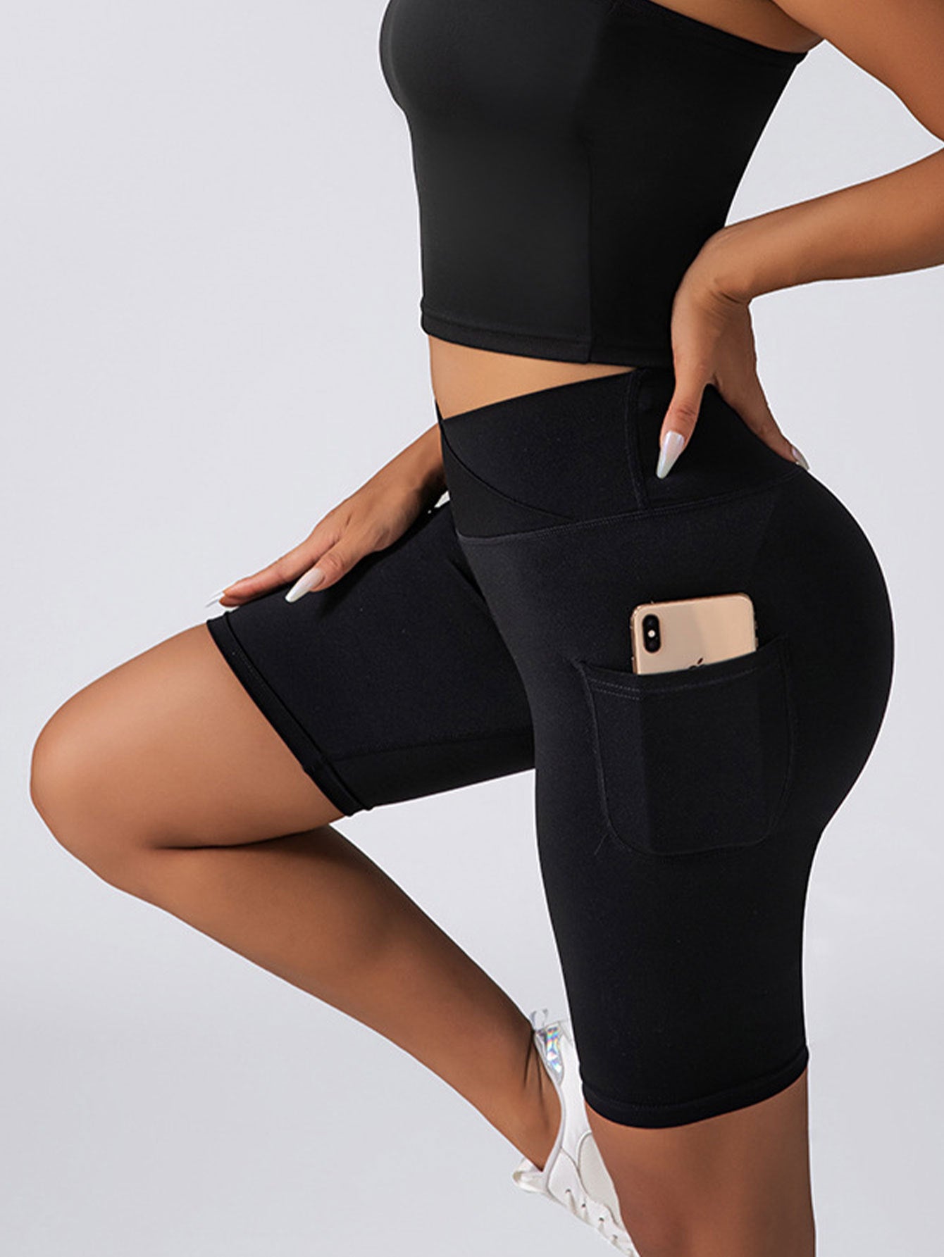 Butt Lift Leggings for Women – Seamless High Waist Yoga Gym Workout Running Volleyball Shorts With Pockets