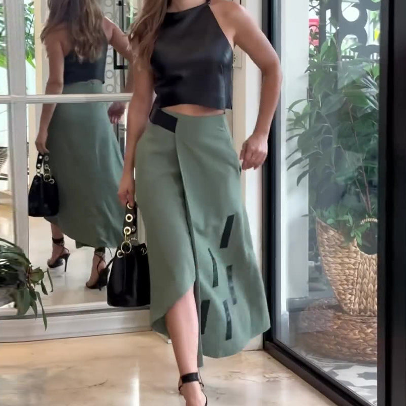 Sexy New Fashion Halter Short Dress Fashionable Skirt Two-piece Set