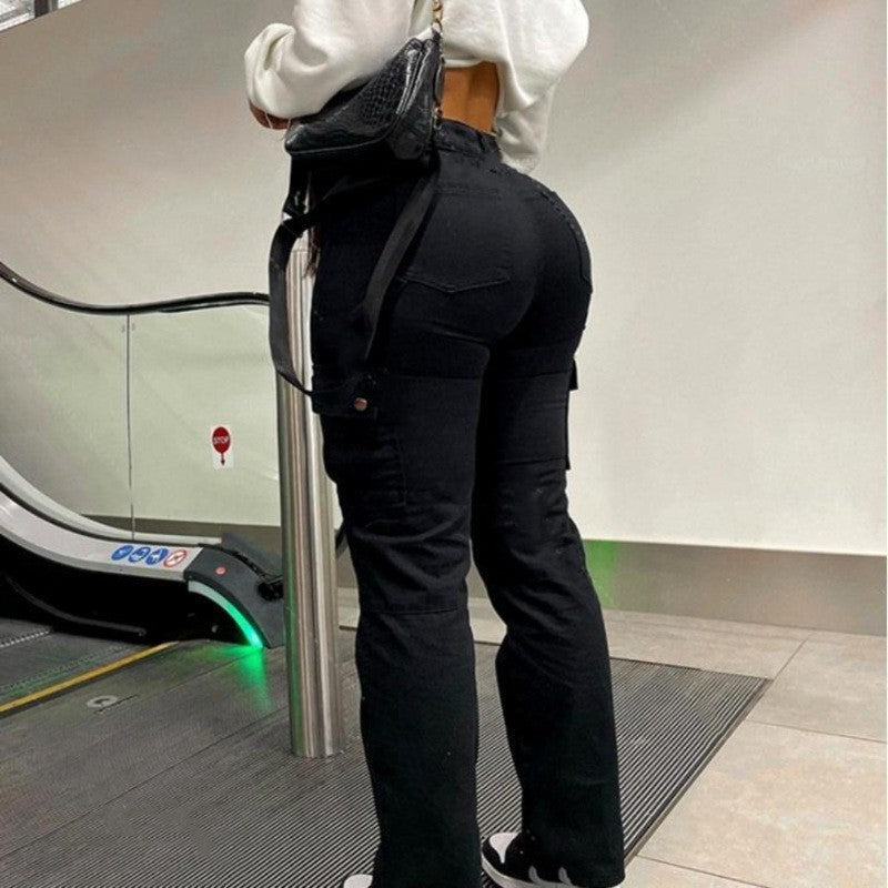 American New Hip Pants High Waist Multi-pocket Workwear Fashion Stretch Street Trend Trendy Women's Pants