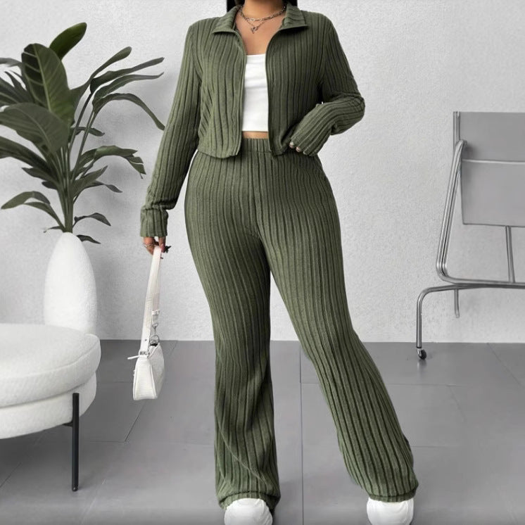 Natural Body 2-piece Women's Turtlenecks Wide Leg High Waist Suit