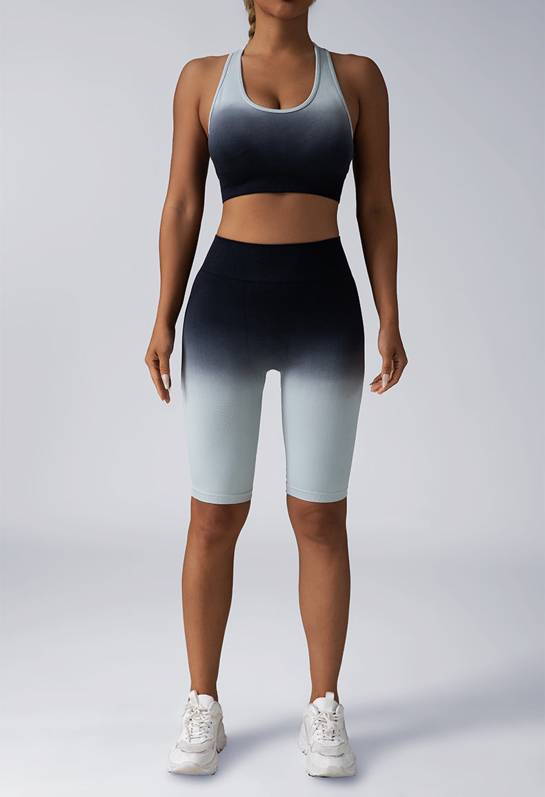 Hidden Scrunch Biker Shorts & Shirt Set – Seamless Tummy Control Workout Outfit for Women