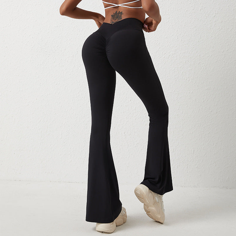 High Waisted Hip Lifting Tight Pants And Wide Leg Quality Fitness Pants