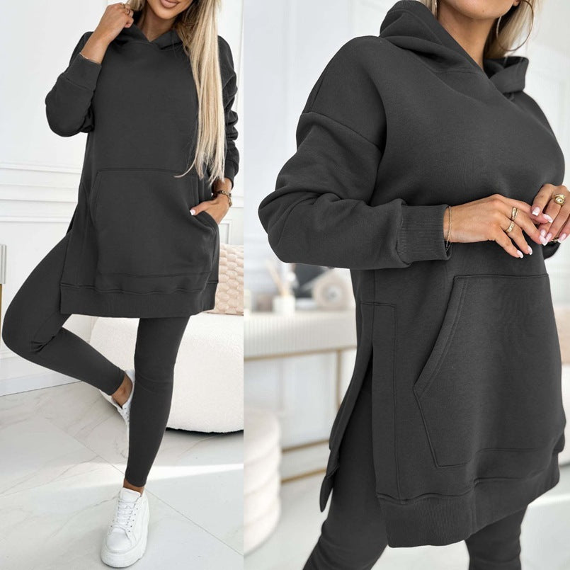 Winter Ready Casual Hooded Sweater Thickened Underwear Leggings Two-piece Suit