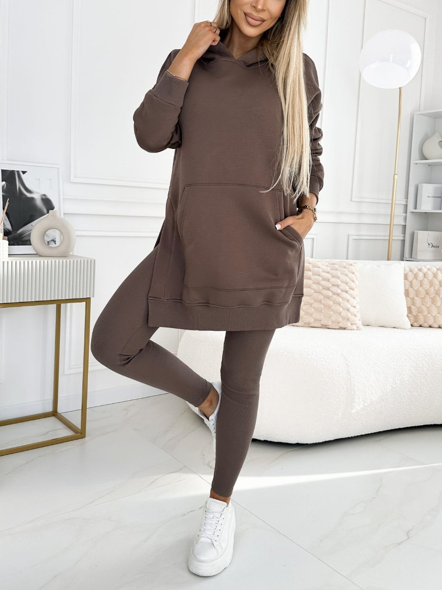 Winter Ready Casual Hooded Sweater Thickened Underwear Leggings Two-piece Suit