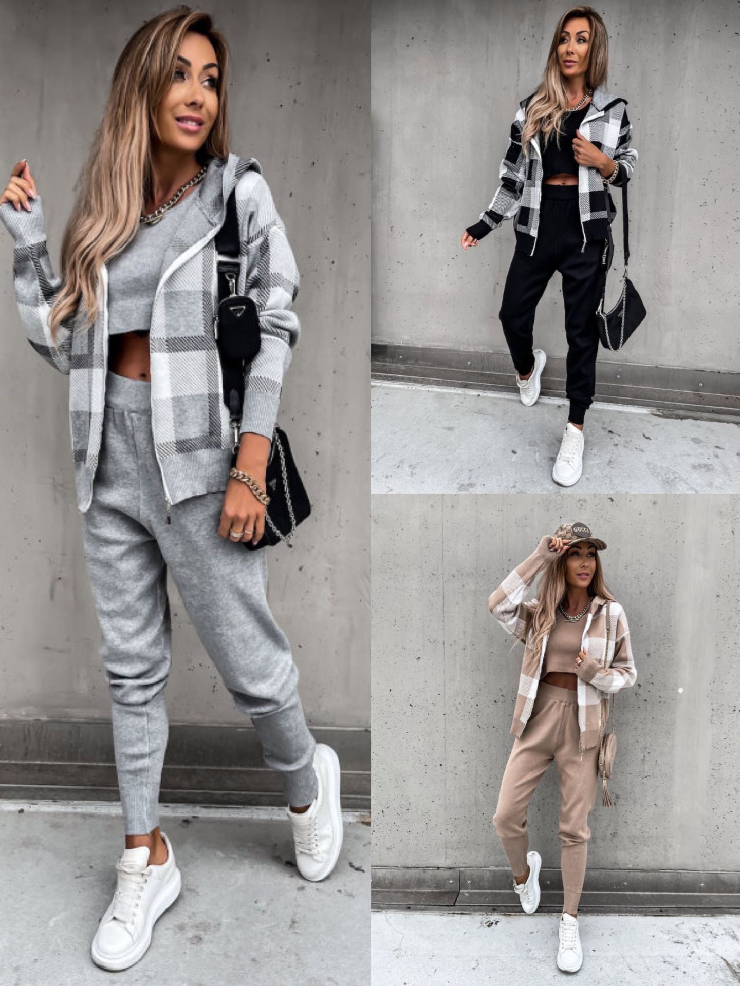 Autumn And Winter New Natural Body Fashion Products Knitted 3-piece Suit