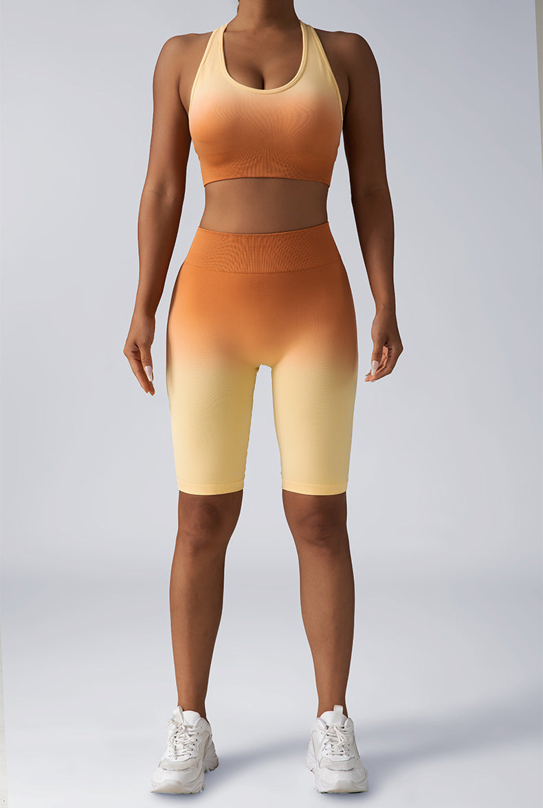 Hidden Scrunch Biker Shorts & Shirt Set – Seamless Tummy Control Workout Outfit for Women