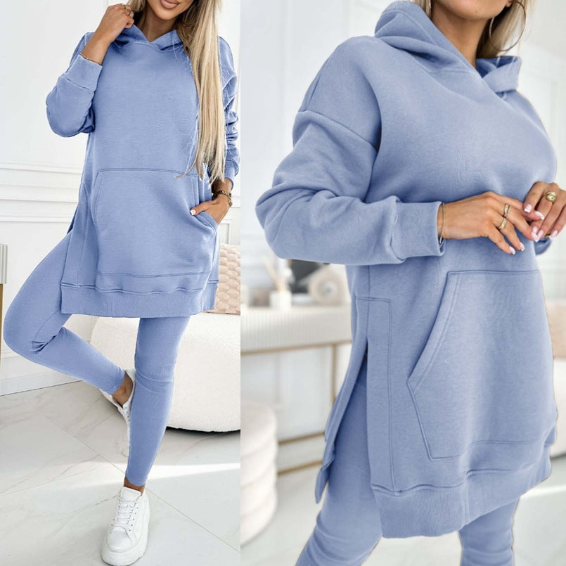 Winter Ready Casual Hooded Sweater Thickened Underwear Leggings Two-piece Suit