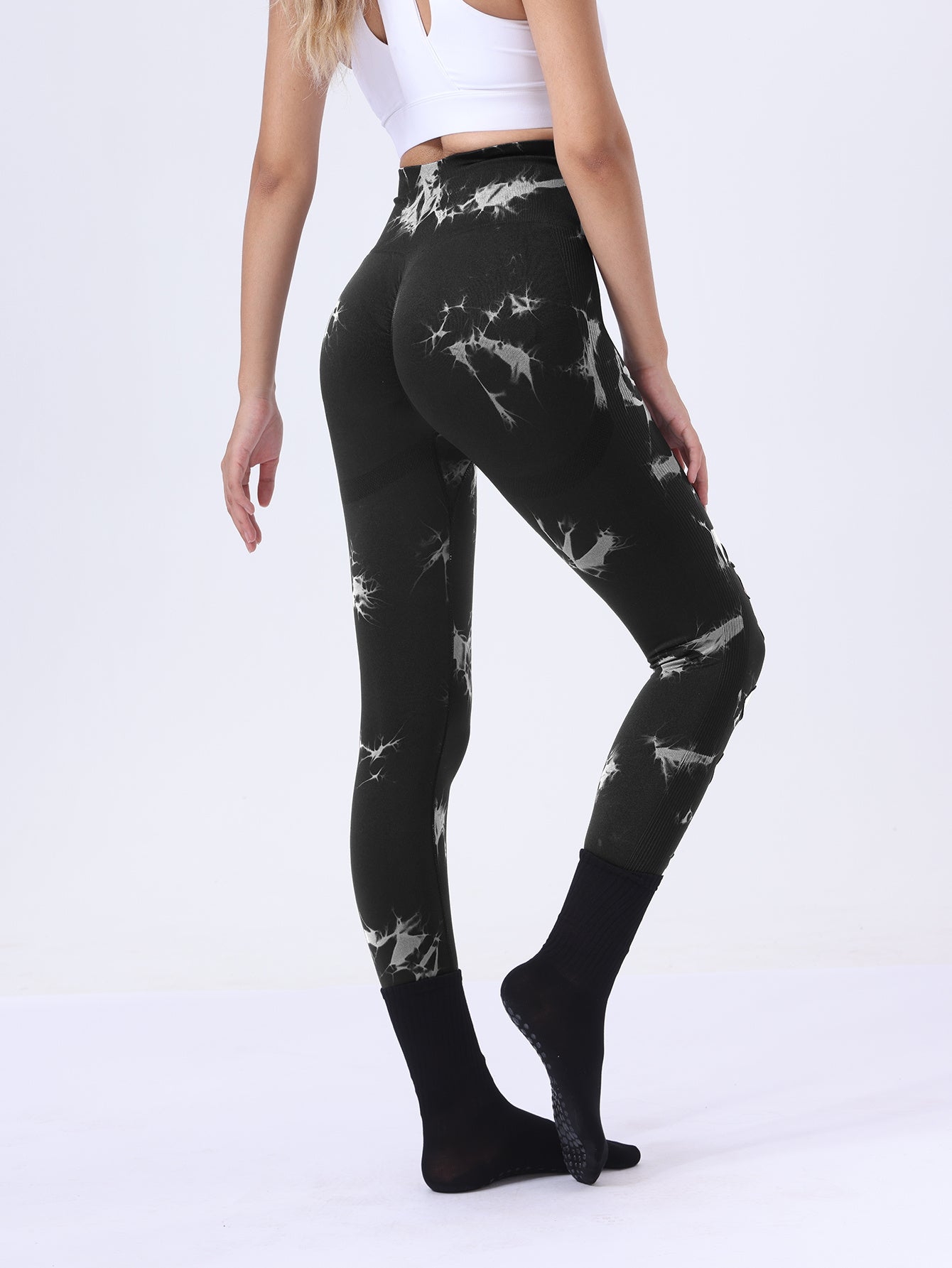 Tie Dye Running Butt Lift Leggings for Women – High Waist Push-Up Yoga Pants Gym Athletic, Hollow Out Tummy Control Sports Leggings