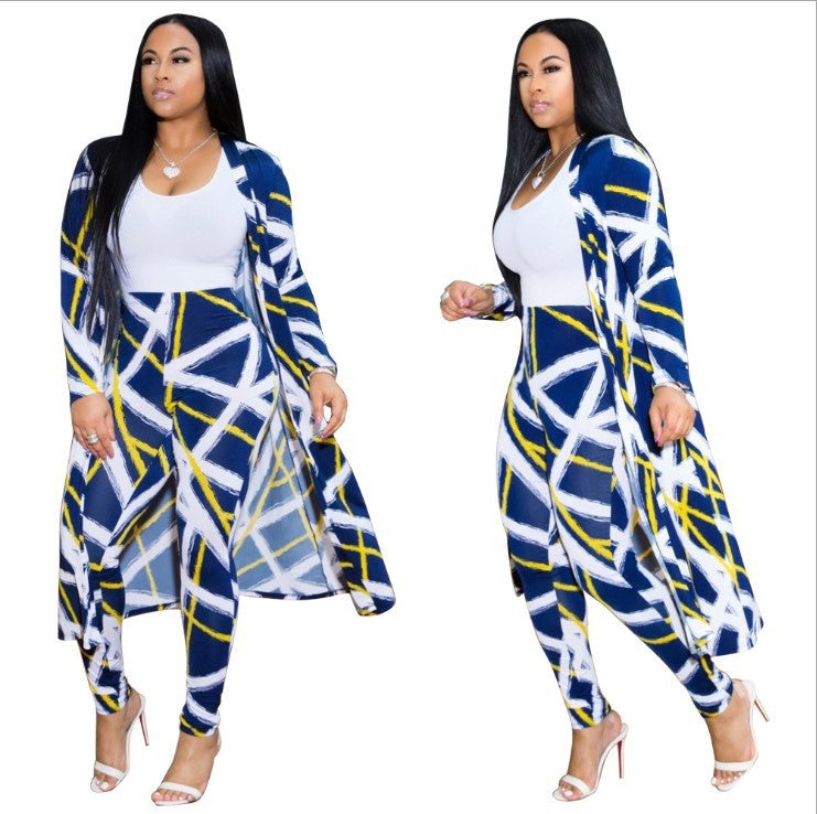 Long Sleeve Printed Jacket Cloak Tights Suit