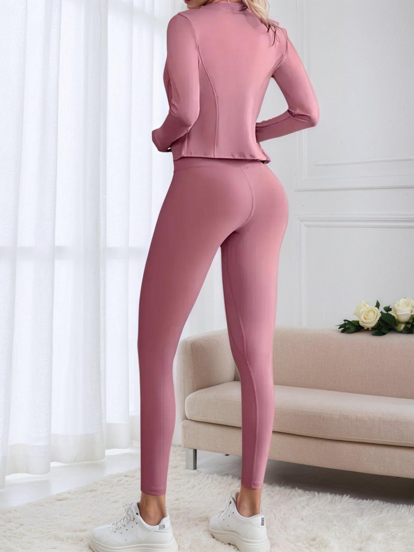 2025 Natural Body Fashions New Fitness Running Suit, Long Sleeved Sports Jacket, Tight Hip Pants Fitness Suit, Suitable For All Seasons