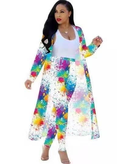 Long Sleeve Printed Jacket Cloak Tights Suit