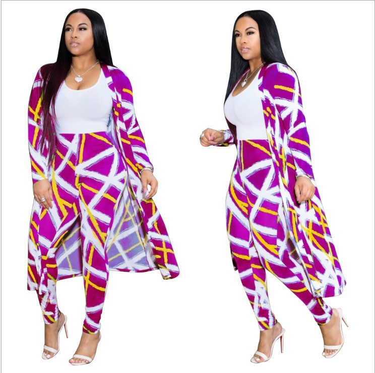 Long Sleeve Printed Jacket Cloak Tights Suit