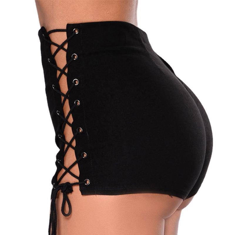 Women's Sexy Side Bandage High Waist Denim Shorts