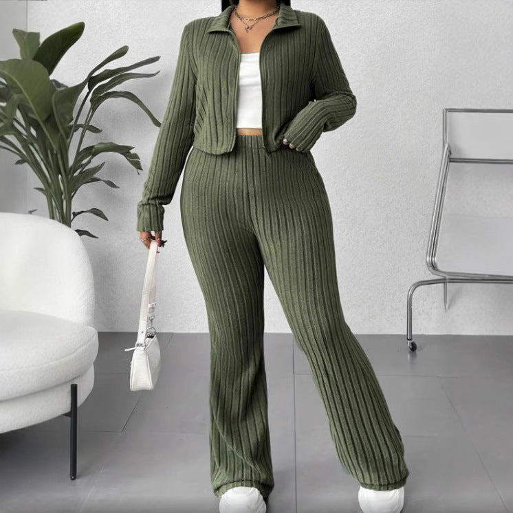 Natural Body 2-piece Women's Turtlenecks Wide Leg High Waist Suit