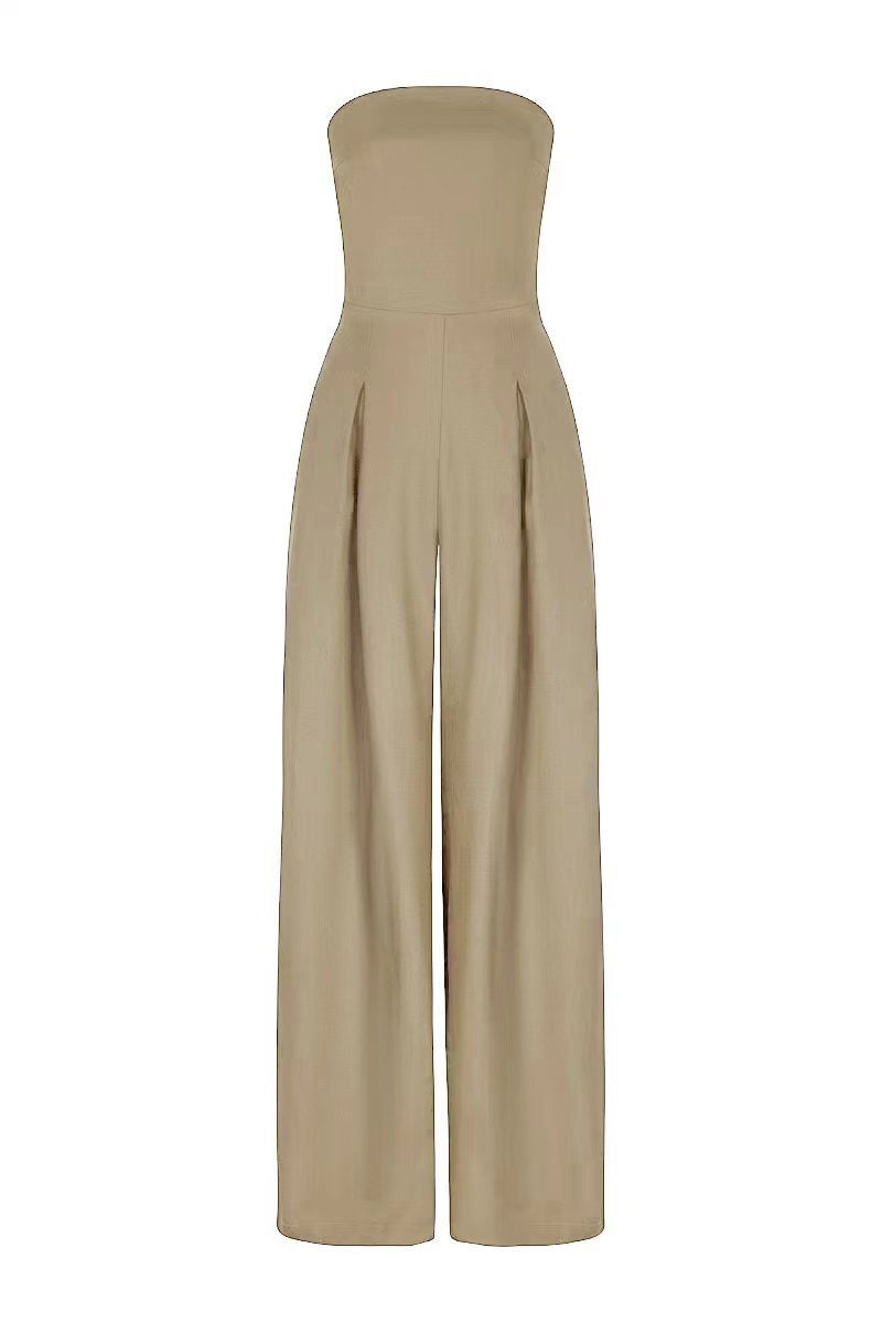 Loose Tube-Top Jumpsuit – Backless Wide-Leg Long Pants Overalls for Women by Natural Body Fashion