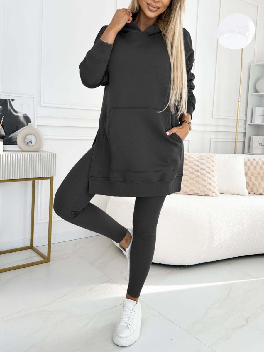 Winter Ready Casual Hooded Sweater Thickened Underwear Leggings Two-piece Suit