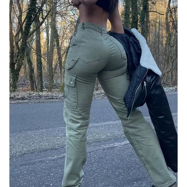 American New Hip Pants High Waist Multi-pocket Workwear Fashion Stretch Street Trend Trendy Women's Pants