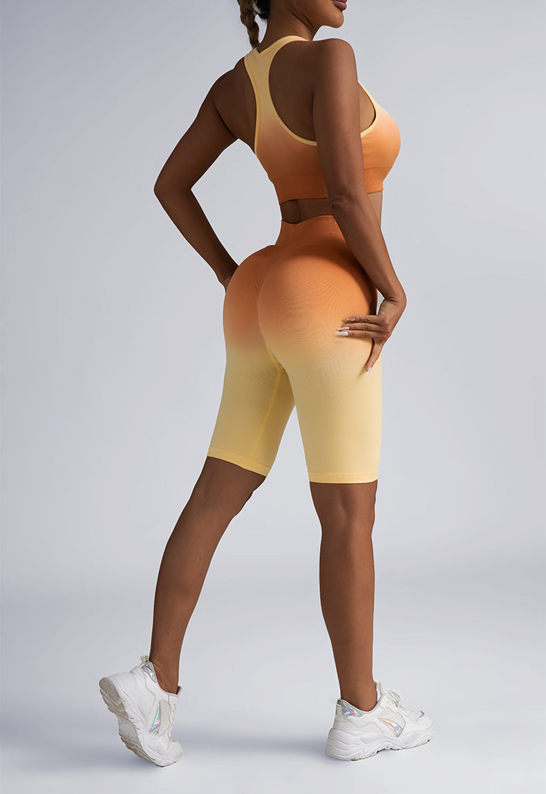 Hidden Scrunch Biker Shorts & Shirt Set – Seamless Tummy Control Workout Outfit for Women