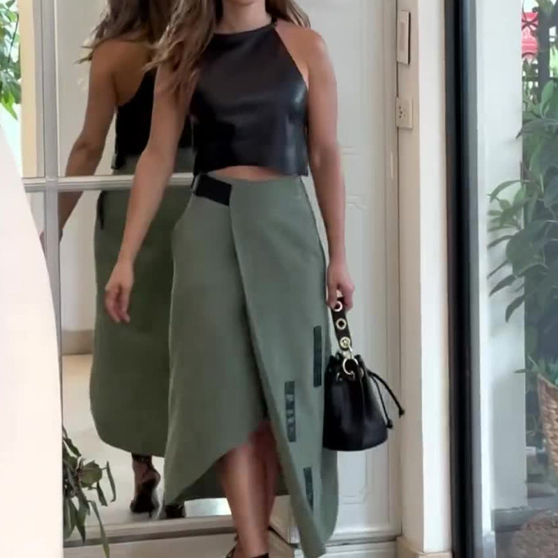Sexy New Fashion Halter Short Dress Fashionable Skirt Two-piece Set