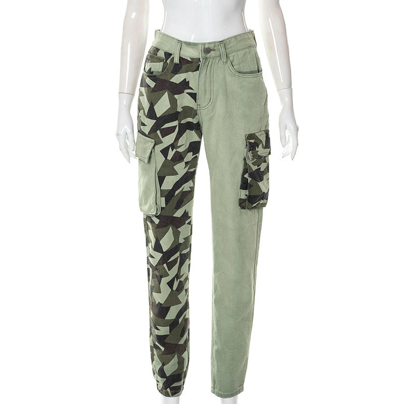 Natural Body Colorblock Slim Fit Camo Jeans