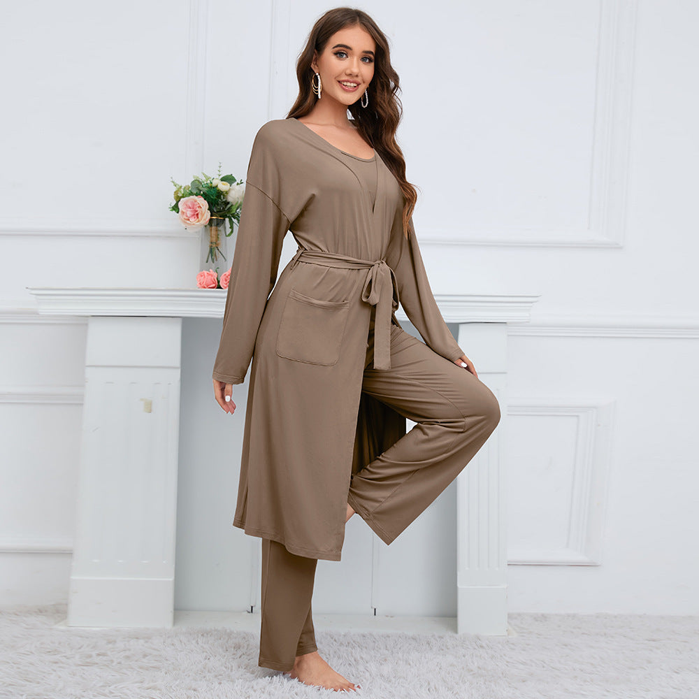 Women's Fashion Camisole Coat Wide Leg Pants Suit 3 piece