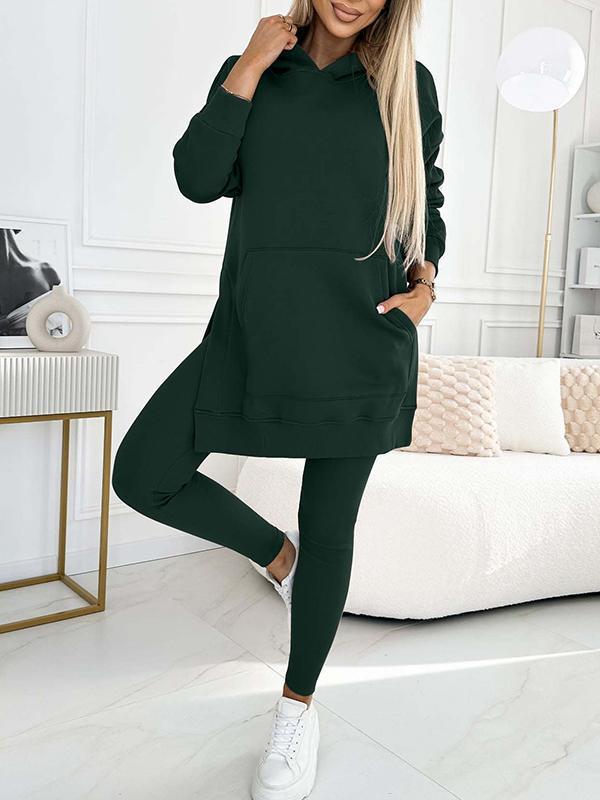 Winter Ready Casual Hooded Sweater Thickened Underwear Leggings Two-piece Suit