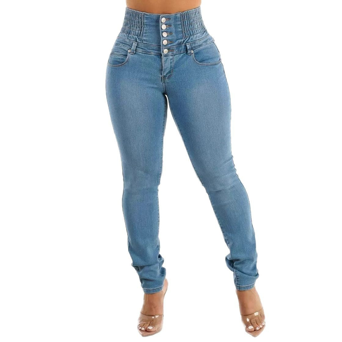 New American Stretch Slimming Jeans Women's Button