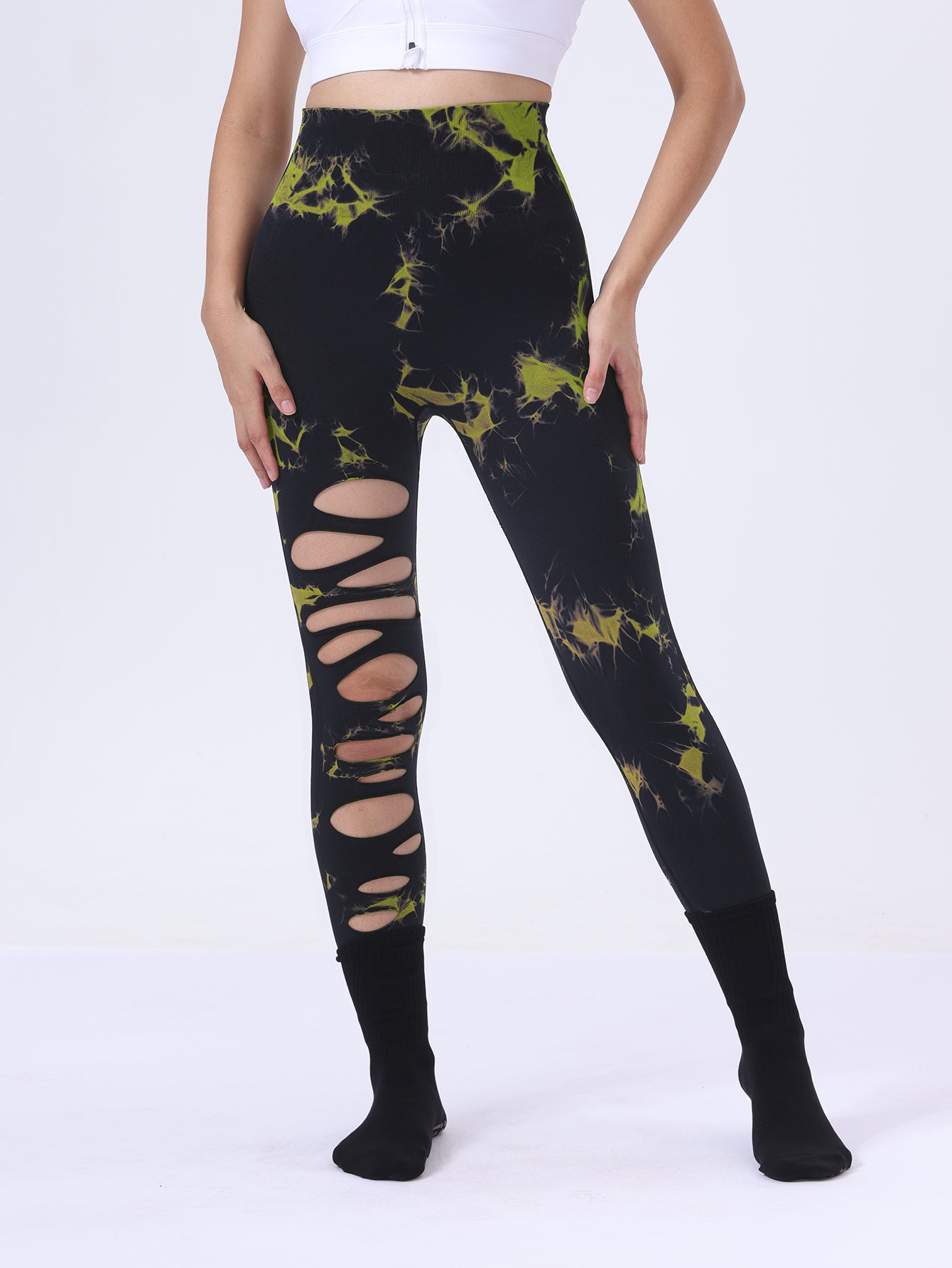 Tie Dye Running Butt Lift Leggings for Women – High Waist Push-Up Yoga Pants Gym Athletic, Hollow Out Tummy Control Sports Leggings