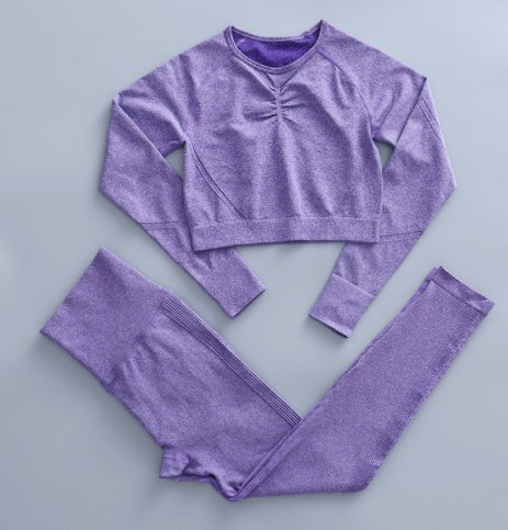 Quality Natural Body Fit Sports Workout Clothing Long Sleeve Trousers Tight Yoga Set