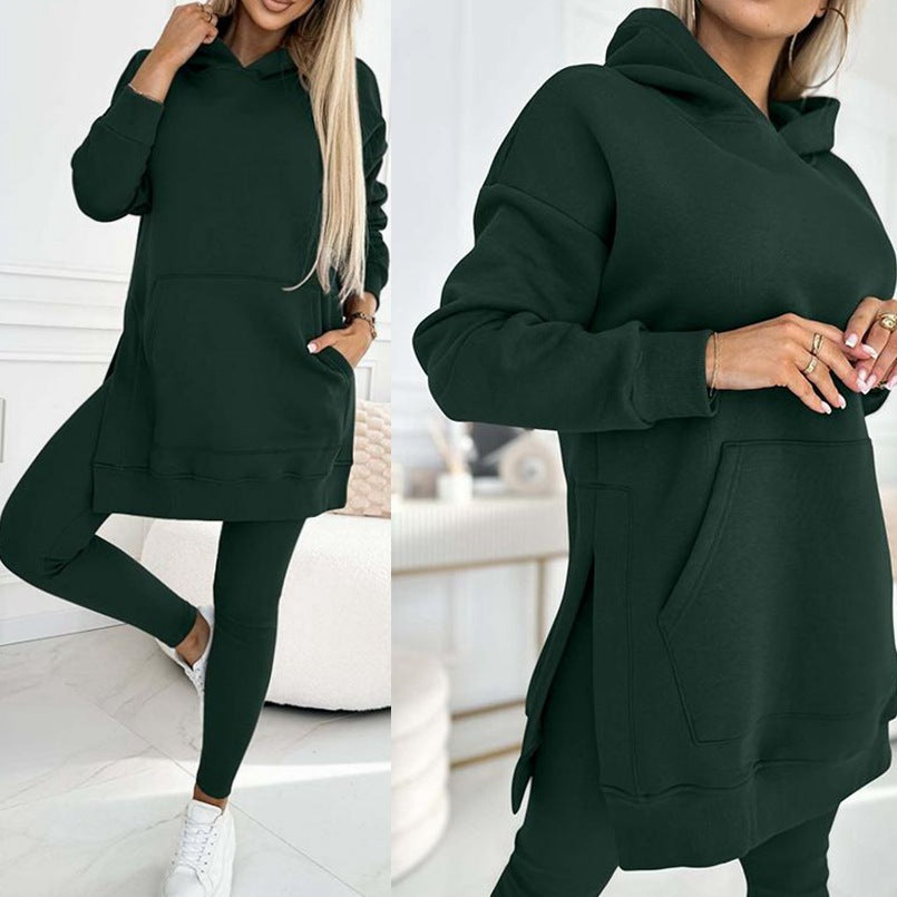 Winter Ready Casual Hooded Sweater Thickened Underwear Leggings Two-piece Suit