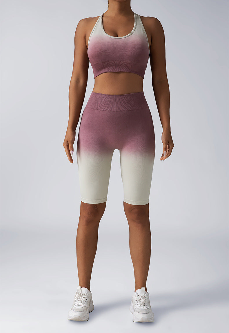 Hidden Scrunch Biker Shorts & Shirt Set – Seamless Tummy Control Workout Outfit for Women