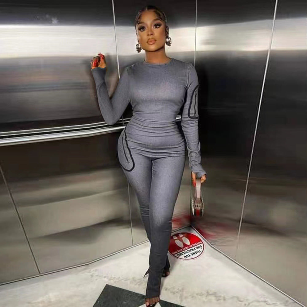 Natural Body Fashions Tight Denim Plush Jumpsuit For Women