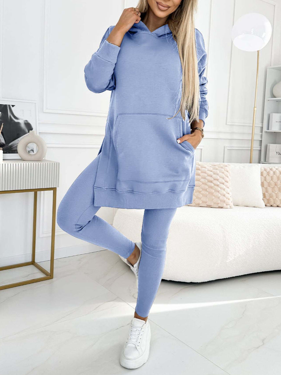 Winter Ready Casual Hooded Sweater Thickened Underwear Leggings Two-piece Suit