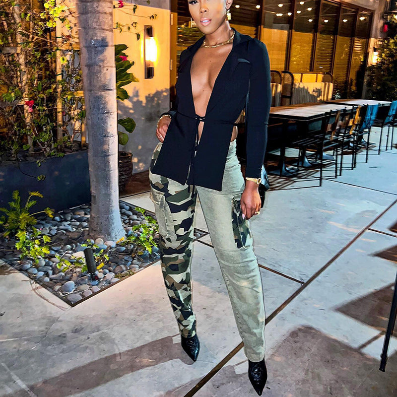 Natural Body Colorblock Slim Fit Camo Jeans