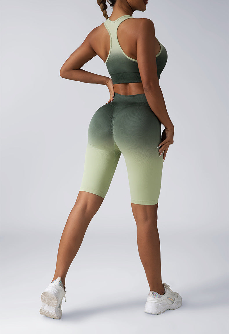 Hidden Scrunch Biker Shorts & Shirt Set – Seamless Tummy Control Workout Outfit for Women