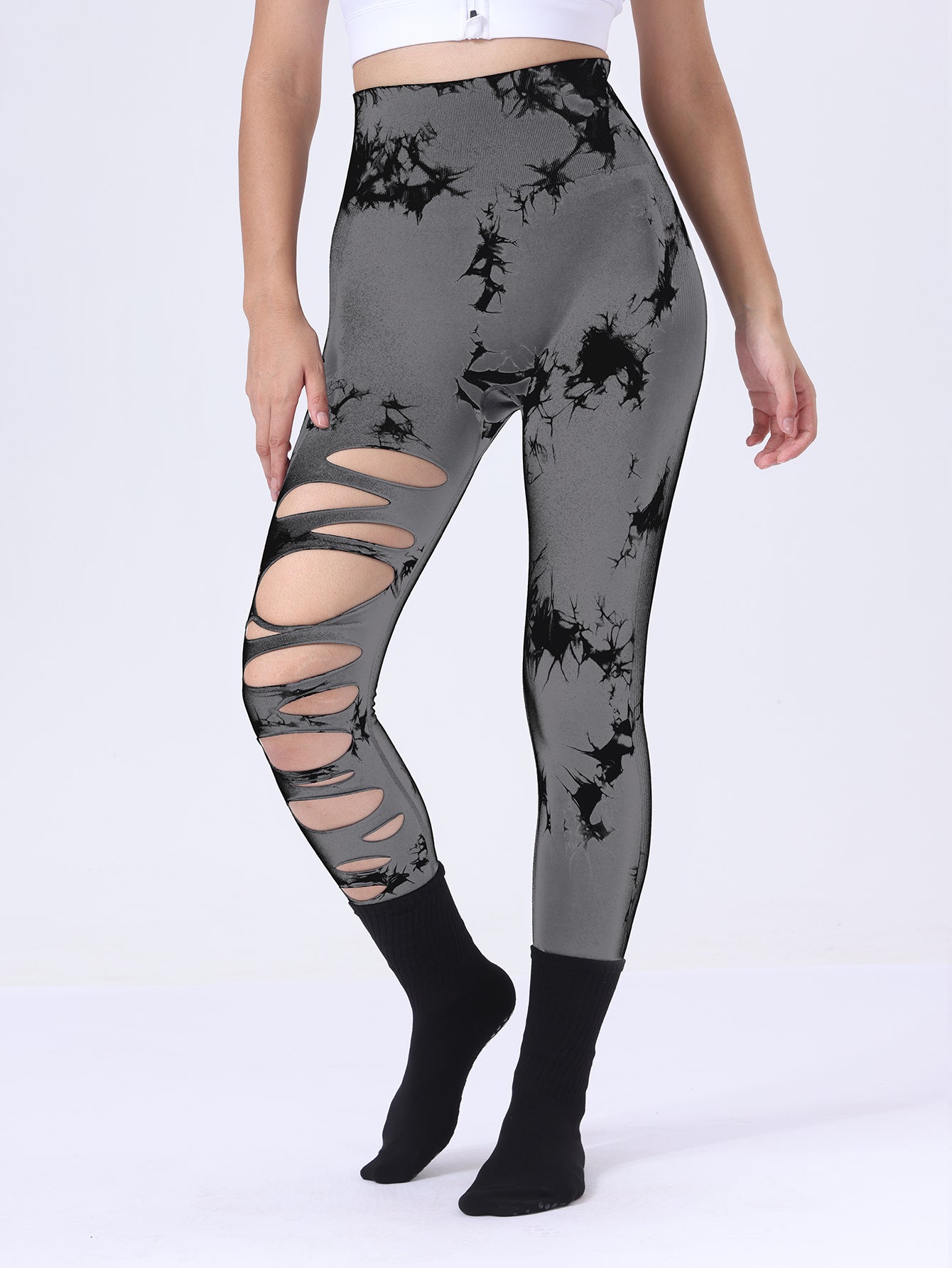 Tie Dye Running Butt Lift Leggings for Women – High Waist Push-Up Yoga Pants Gym Athletic, Hollow Out Tummy Control Sports Leggings