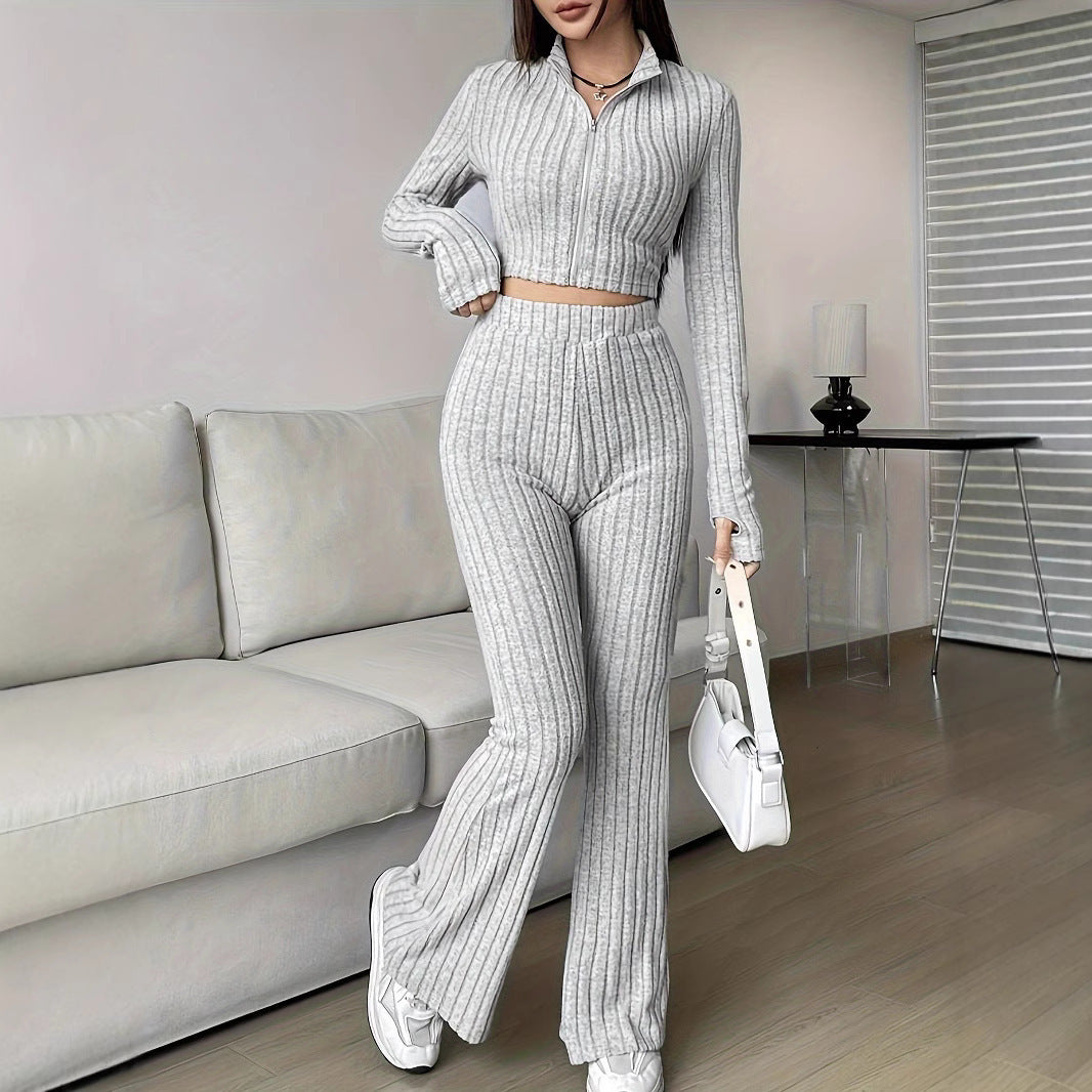Natural Body 2-piece Women's Turtlenecks Wide Leg High Waist Suit