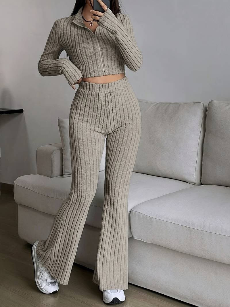 Natural Body 2-piece Women's Turtlenecks Wide Leg High Waist Suit