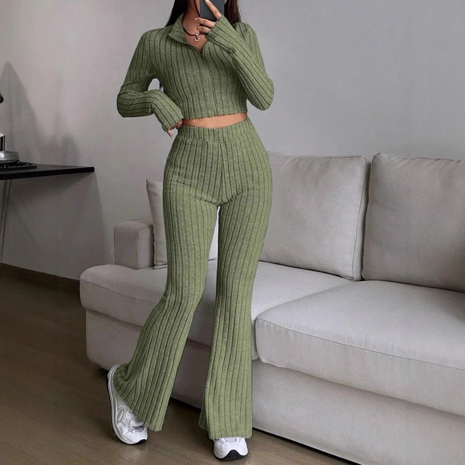 Natural Body 2-piece Women's Turtlenecks Wide Leg High Waist Suit