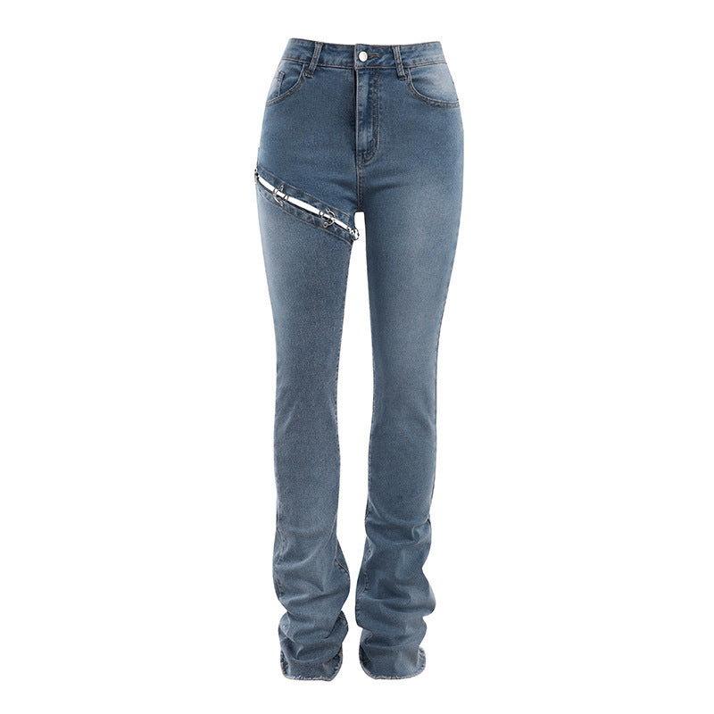 Natural Body Fashon Detachable Jeans High Waist Slim Trousers