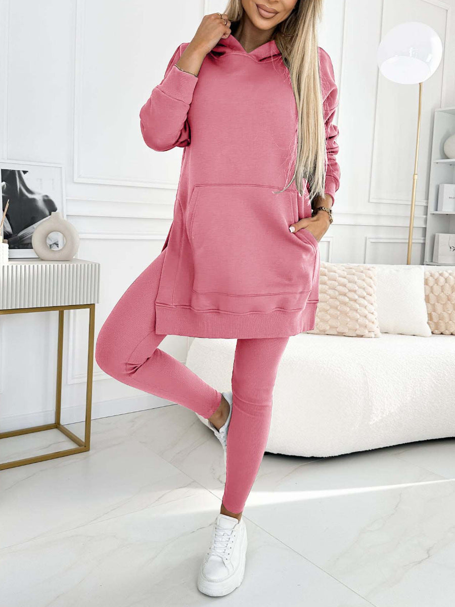 Winter Ready Casual Hooded Sweater Thickened Underwear Leggings Two-piece Suit