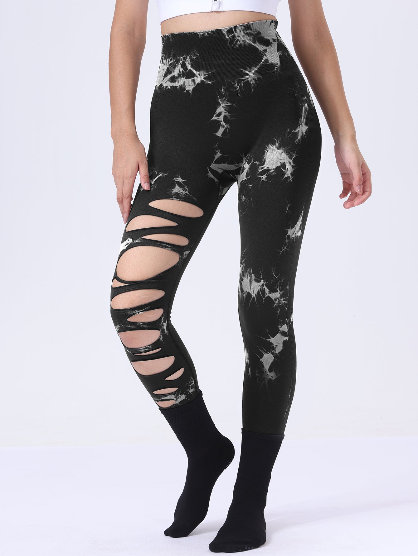 Tie Dye Running Butt Lift Leggings for Women – High Waist Push-Up Yoga Pants Gym Athletic, Hollow Out Tummy Control Sports Leggings