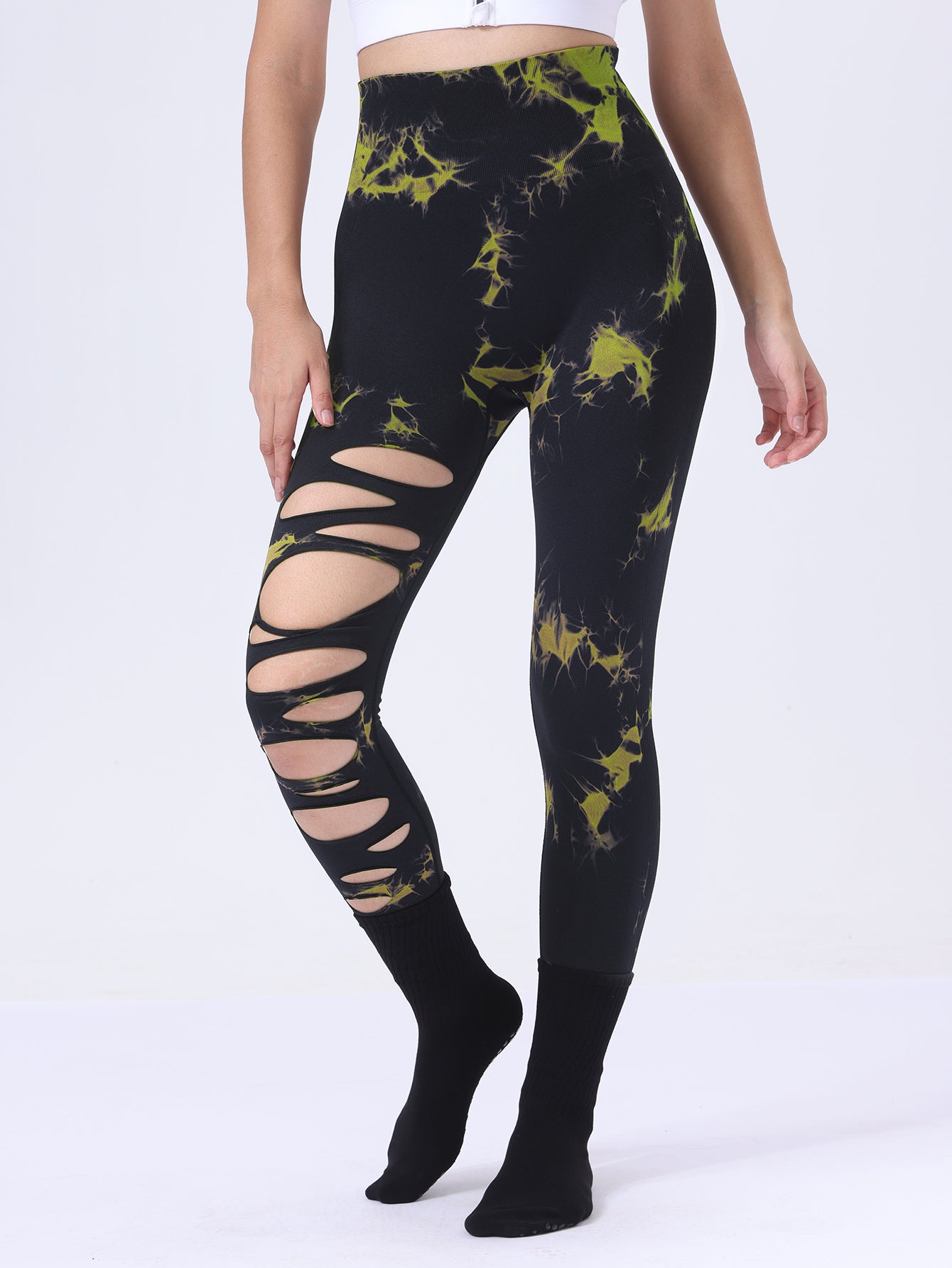 Tie Dye Running Butt Lift Leggings for Women – High Waist Push-Up Yoga Pants Gym Athletic, Hollow Out Tummy Control Sports Leggings