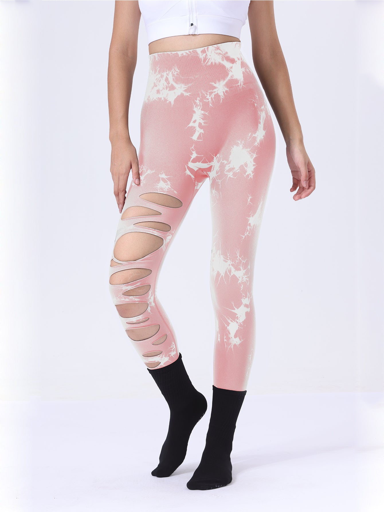 Tie Dye Running Butt Lift Leggings for Women – High Waist Push-Up Yoga Pants Gym Athletic, Hollow Out Tummy Control Sports Leggings