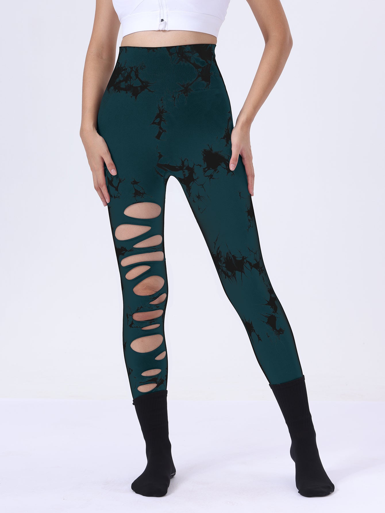 Tie Dye Running Butt Lift Leggings for Women – High Waist Push-Up Yoga Pants Gym Athletic, Hollow Out Tummy Control Sports Leggings