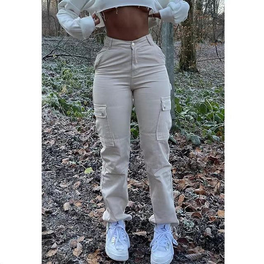 American New Hip Pants High Waist Multi-pocket Workwear Fashion Stretch Street Trend Trendy Women's Pants